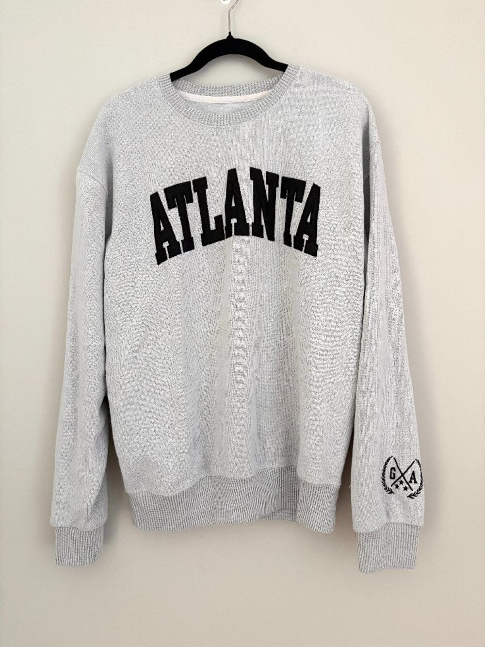 New York Popular Atlanta Crewneck Grey Sweatshirt Streetwear Athleisure Y2K XL